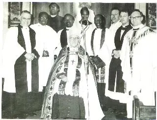 The Most Reverend Charles Dennis Boltwood with overseas students, 1962.